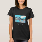 Sydney Harbor Bridge blauwe hemel met jachten T-shirt (Voorkant)