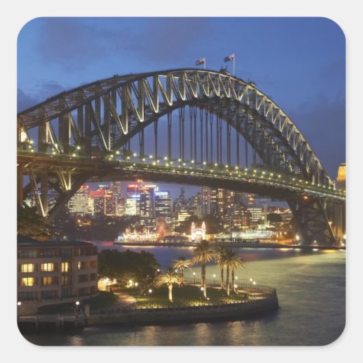 Sydney Harbor Bridge en Park Hyatt Sydney Hotel Vierkante Sticker (Voorkant)