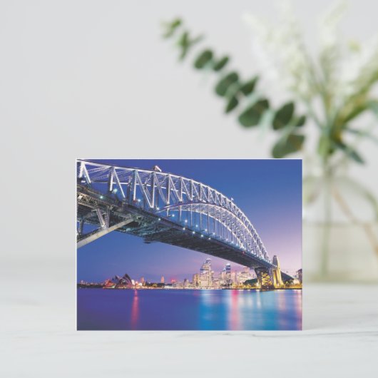 Sydney Harbor Bridge in Night Australia Briefkaart (Staand voorkant)