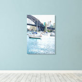 Sydney Harbor Bridge met jachten Canvas Afdruk (Insitu (Houten vloer))