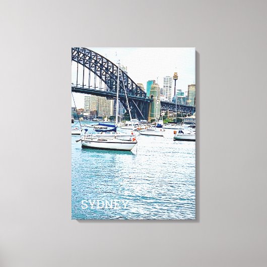 Sydney Harbor Bridge met jachten Canvas Afdruk (Voorkant)