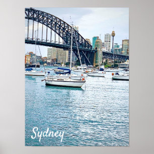 Sydney Harbor Bridge met jachten Poster
