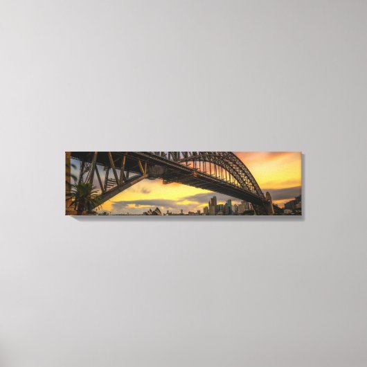 Sydney Harbor Bridge Sunset Panoramic Canvas Art (Voorkant)
