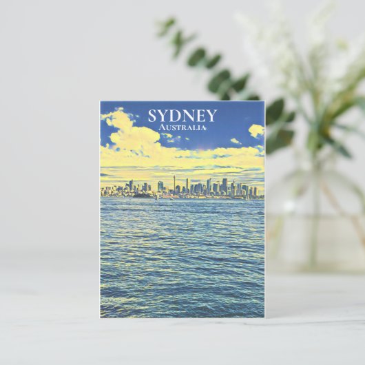 Sydney Harbor skyline digitale kunstreizen Briefkaart (Staand voorkant)