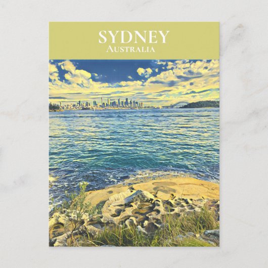 Sydney Harbor skyline digitale kunstreizen Briefkaart (Voorkant)