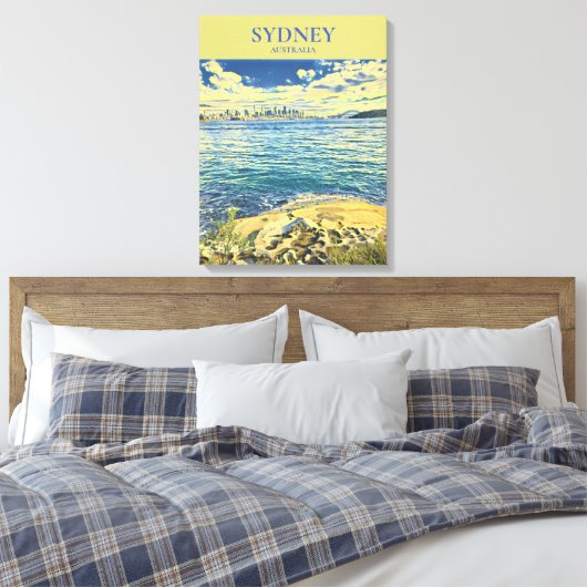 Sydney Harbor skyline reisdruk Canvas Afdruk (Insitu (Slaapkamer))