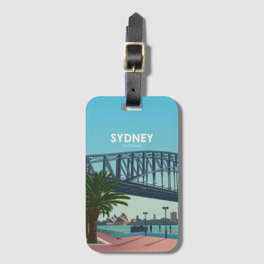 Sydney Harbour Australia Vintage Travel Bagagelabel (Voorkant (verticaal))