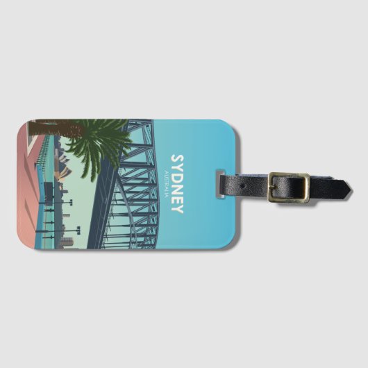 Sydney Harbour Australia Vintage Travel Bagagelabel (Voorkant (horizontaal))