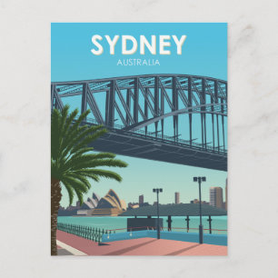 Sydney Harbour Australia Vintage Travel Briefkaart