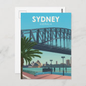 Sydney Harbour Australia Vintage Travel Briefkaart (Voorkant / Achterkant)
