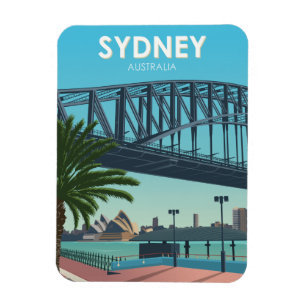 Sydney Harbour Australia Vintage Travel Magneet