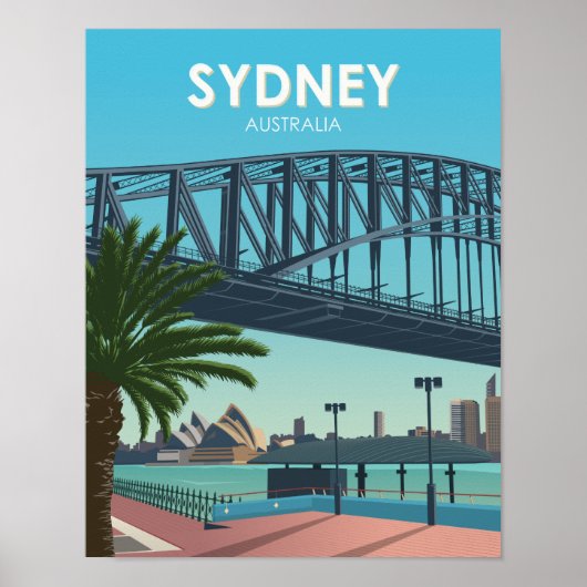 Sydney Harbour Australia Vintage Travel Poster (Voorkant)