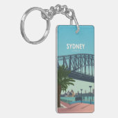 Sydney Harbour Australia Vintage Travel Sleutelhanger (Voorkant Links)