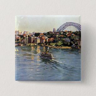 Sydney Harbour Australië Vierkante Button 5,1 Cm