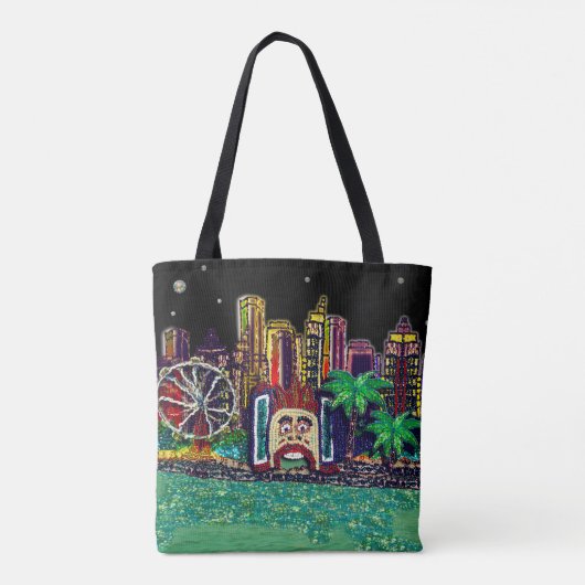 Sydney Harbour Black Sky van Sequin Dreams Studio Tote Bag (Achterkant)
