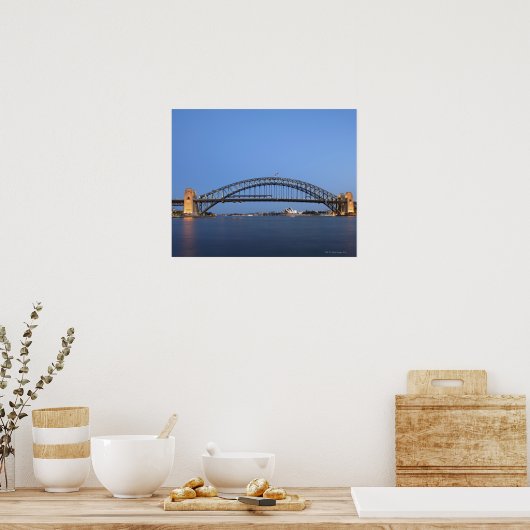Sydney Harbour Bridge and Opera House bij schemeri Poster (Keuken)