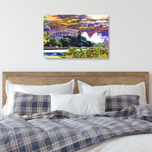 Sydney Harbour Bridge en Opera House Canvas Afdruk (Insitu (Slaapkamer))