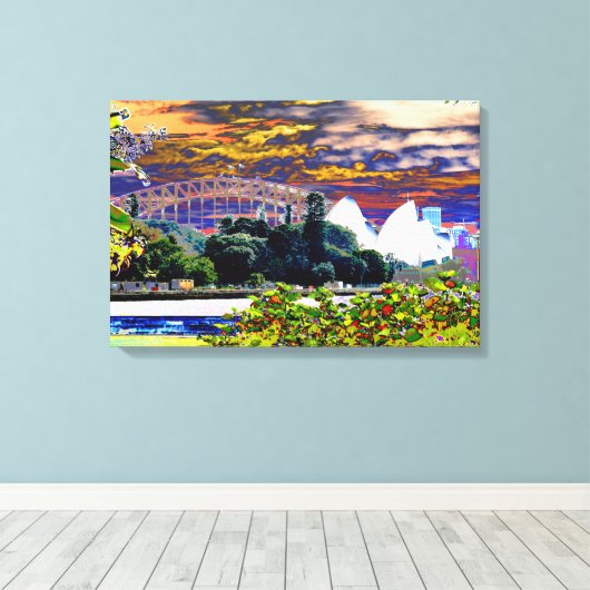 Sydney Harbour Bridge en Opera House Canvas Afdruk (Insitu (Houten vloer))