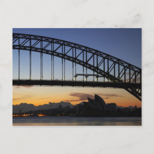 Sydney Harbour Bridge en Sydney Opera House om 2 u Briefkaart