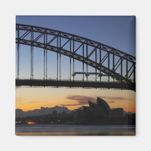 Sydney Harbour Bridge en Sydney Opera House om 2 u Magneet