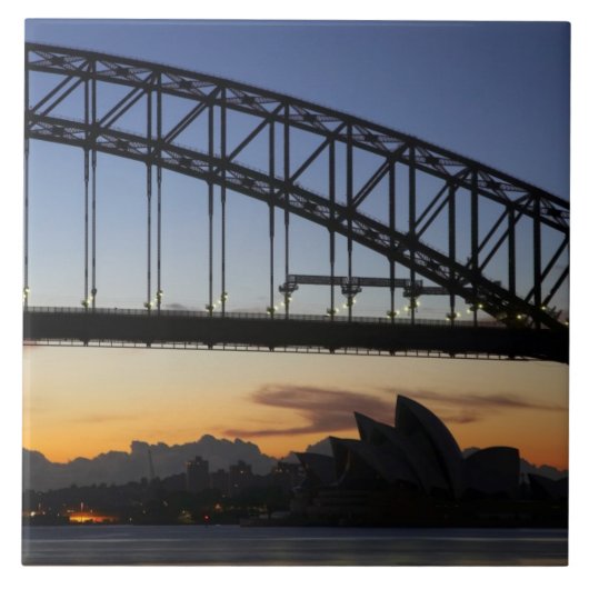 Sydney Harbour Bridge en Sydney Opera House op 2 Tegeltje (Voorkant)