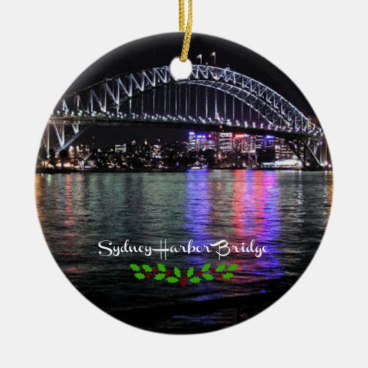 Sydney Harbour Bridge, geëtiketteerd, kerst heilig Keramisch Ornament (Voorkant)