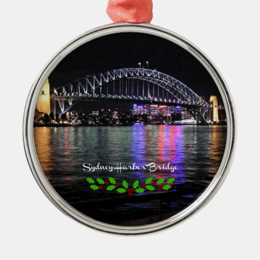 Sydney Harbour Bridge, geëtiketteerd, kerst heilig Metalen Ornament (Voorkant)