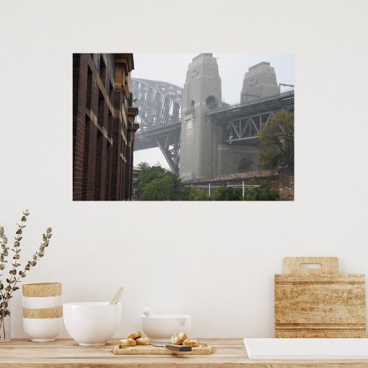 Sydney Harbour Bridge Grey Mist Poster (Keuken)