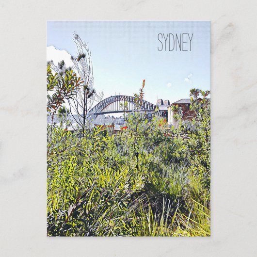 Sydney Harbour Bridge met inheemse planten Briefkaart (Voorkant)