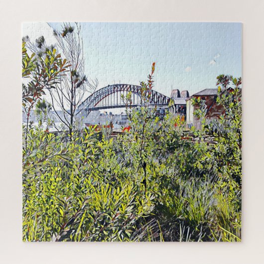 Sydney Harbour Bridge met inheemse planten Legpuzzel (Verticaal)