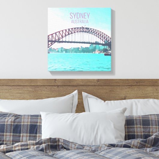 Sydney Harbour Bridge moderne reisprint Canvas Afdruk (Insitu (Slaapkamer))