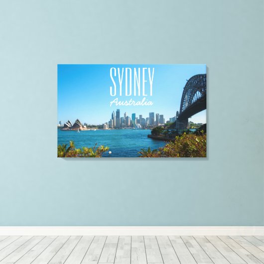Sydney Harbour Bridge & Opera House Skyline Canvas Afdruk (Insitu (Houten vloer))