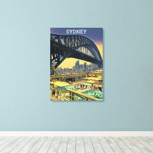 Sydney Harbour Bridge Reisprint Canvas Afdruk (Insitu (Houten vloer))