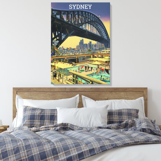 Sydney Harbour Bridge Reisprint Canvas Afdruk (Insitu (Slaapkamer))