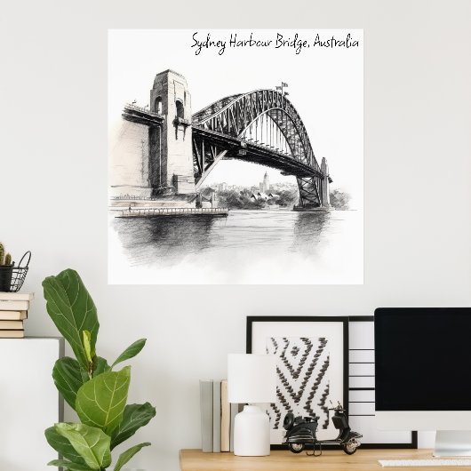 Sydney Harbour Bridge schets Poster (Thuiskantoor)