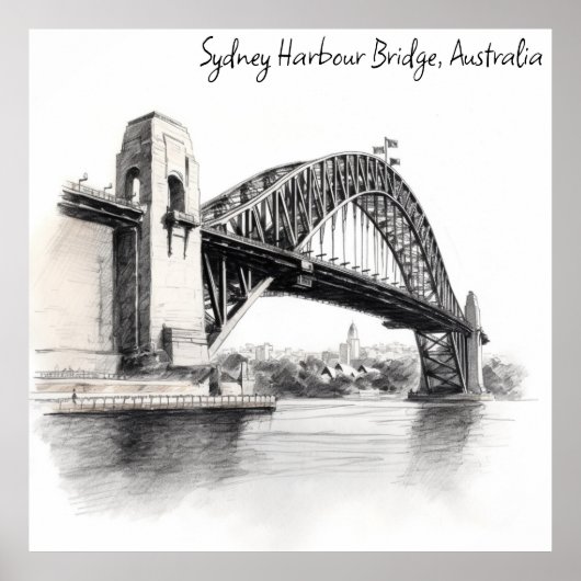 Sydney Harbour Bridge schets Poster (Voorkant)