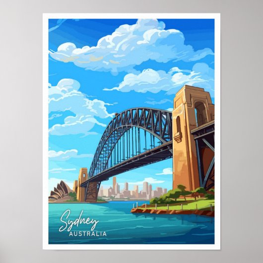 Sydney Harbour Bridge Travel  illustratie Poster (Voorkant)