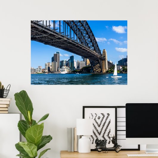 Sydney Harbour-brug over de haven naar de stad Poster (Thuiskantoor)