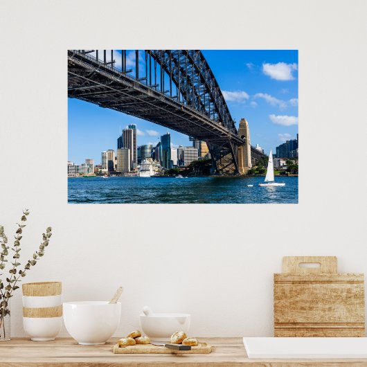 Sydney Harbour-brug over de haven naar de stad Poster (Keuken)