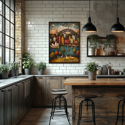 Sydney: Harbour City - Whimsical Art Perfect Poster