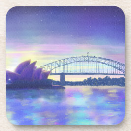 Sydney Harbour Opera House Paarse Sunset Painting Bier Onderzetter