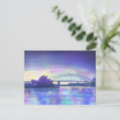 Sydney Harbour Paarse Sunset Cityscape Painting Briefkaart (Staand voorkant)