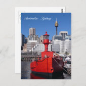 Sydney Harbour, Red Boat, vakantie Australië Briefkaart (Voorkant / Achterkant)