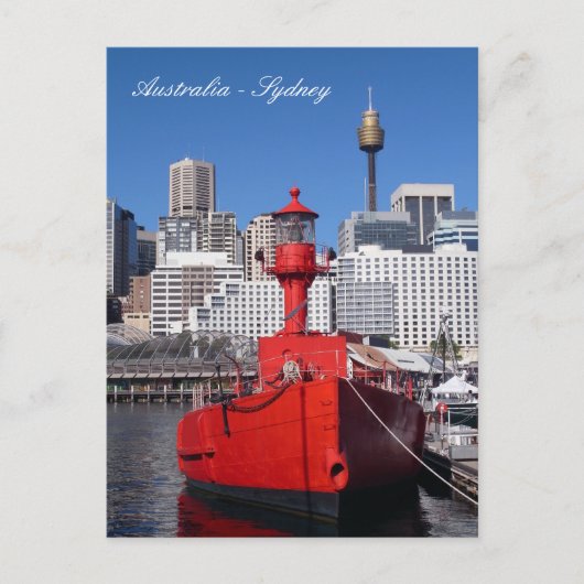 Sydney Harbour, Red Boat, vakantie Australië Briefkaart (Voorkant)