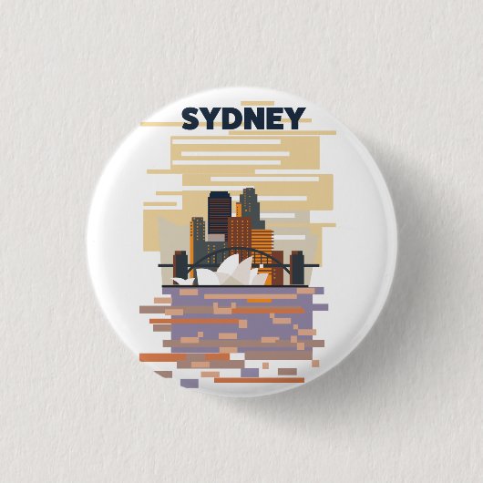 Sydney Harbour Ronde Button 3,2 Cm (Voorkant)