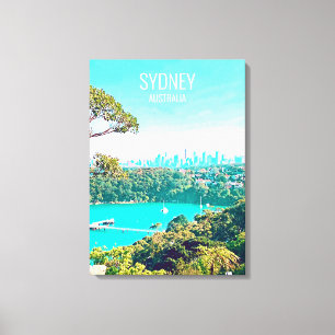 Sydney Harbour Skyline uitzicht Mosman Canvas Afdruk