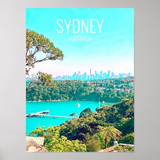 Sydney Harbour Skyline uitzicht Mosman Poster (Voorkant)
