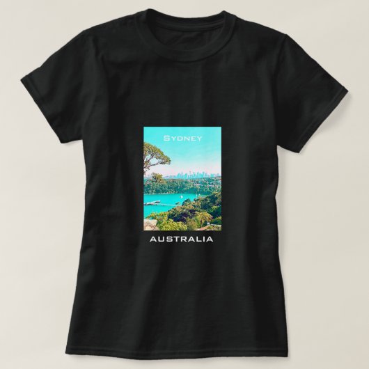 Sydney Harbour Skyline uitzicht Mosman T-shirt (Design voorkant)