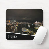 Sydney Harbour van Night, Australië, Black Muismat (Met muis)