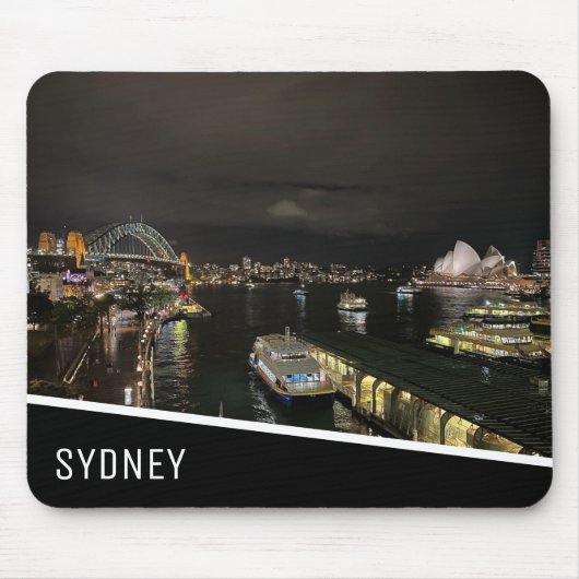 Sydney Harbour van Night, Australië, Black Muismat (Voorkant)